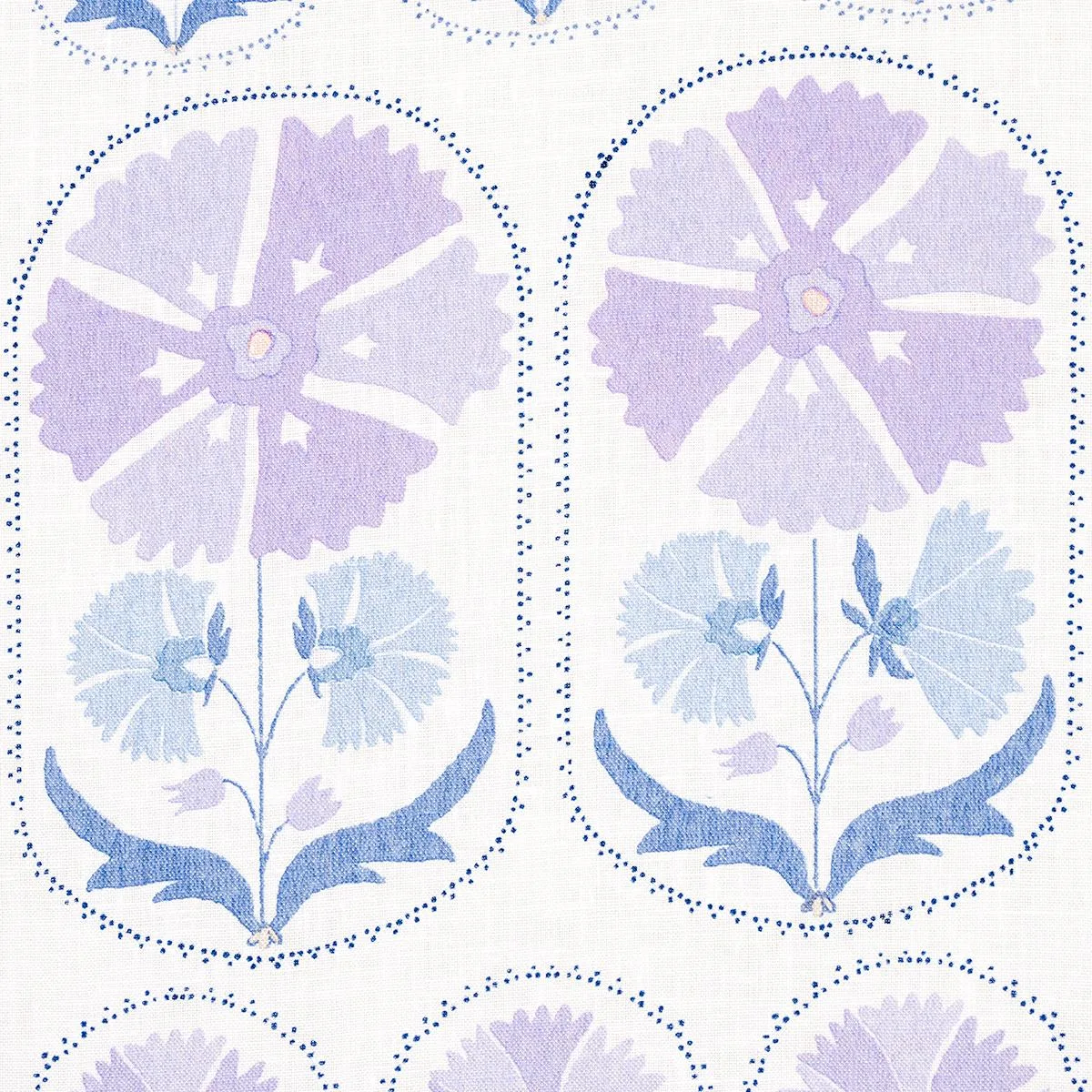 Schumacher 180482 Anjuna Floral Linen Print Lilac fabric swatch