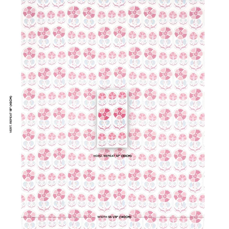 Schumacher 180480 Anjuna Floral Linen Print Mulberry fabric swatch
