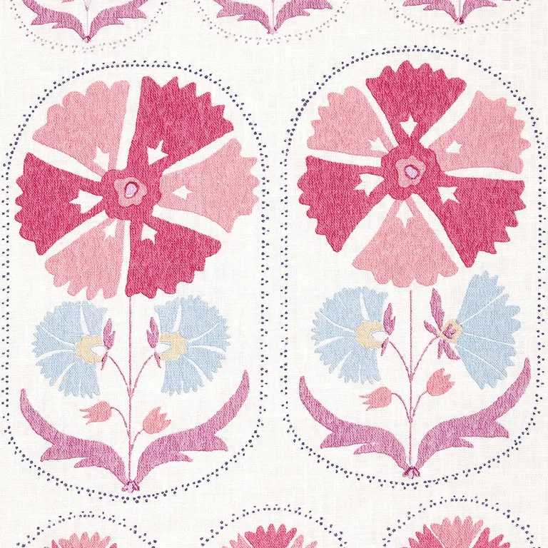 Schumacher 180480 Anjuna Floral Linen Print Mulberry fabric swatch