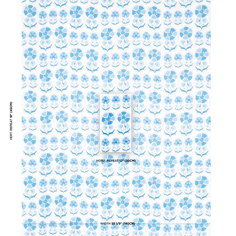 Schumacher 180481 Anjuna Floral Linen Print Porcelain fabric swatch