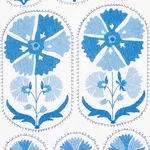 Schumacher 180481 Anjuna Floral Linen Print Porcelain fabric swatch
