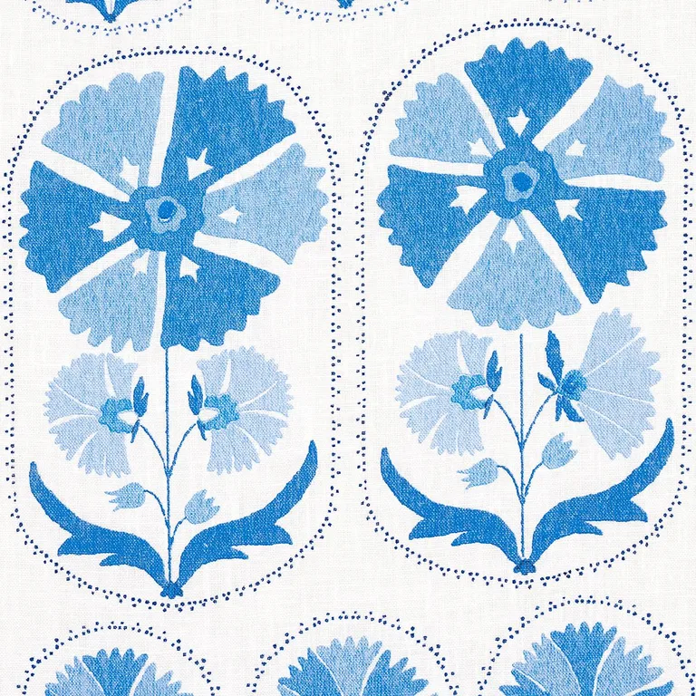 Schumacher 180481 Anjuna Floral Linen Print Porcelain fabric swatch