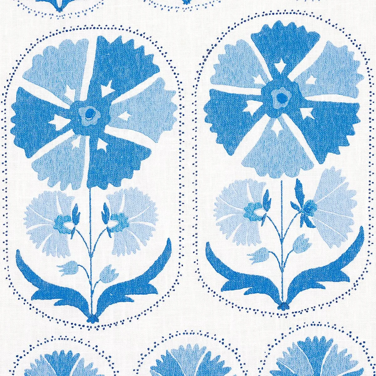 Schumacher 180481 Anjuna Floral Linen Print Porcelain fabric swatch