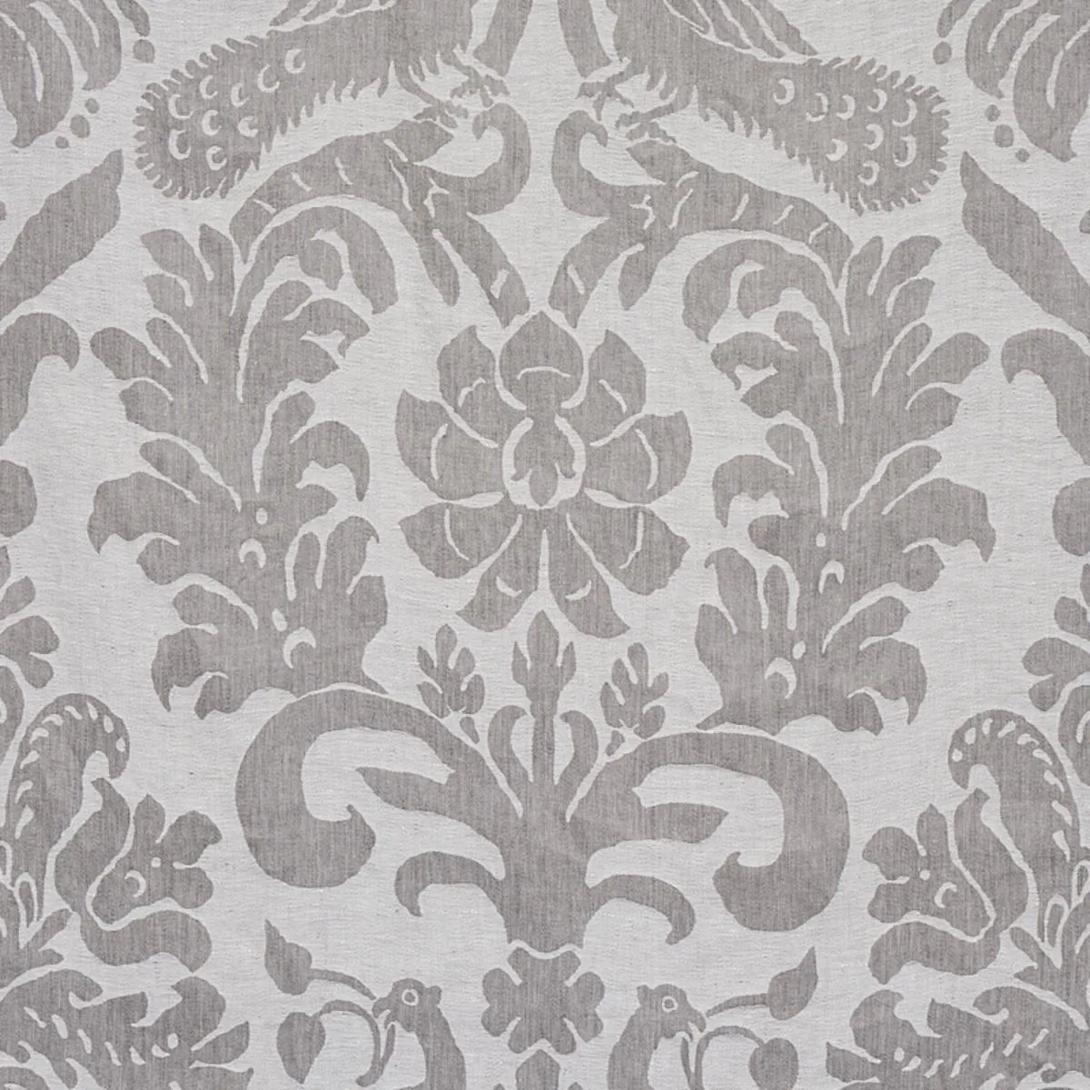 Schumacher 68436 Anna Damask Grey fabric swatch