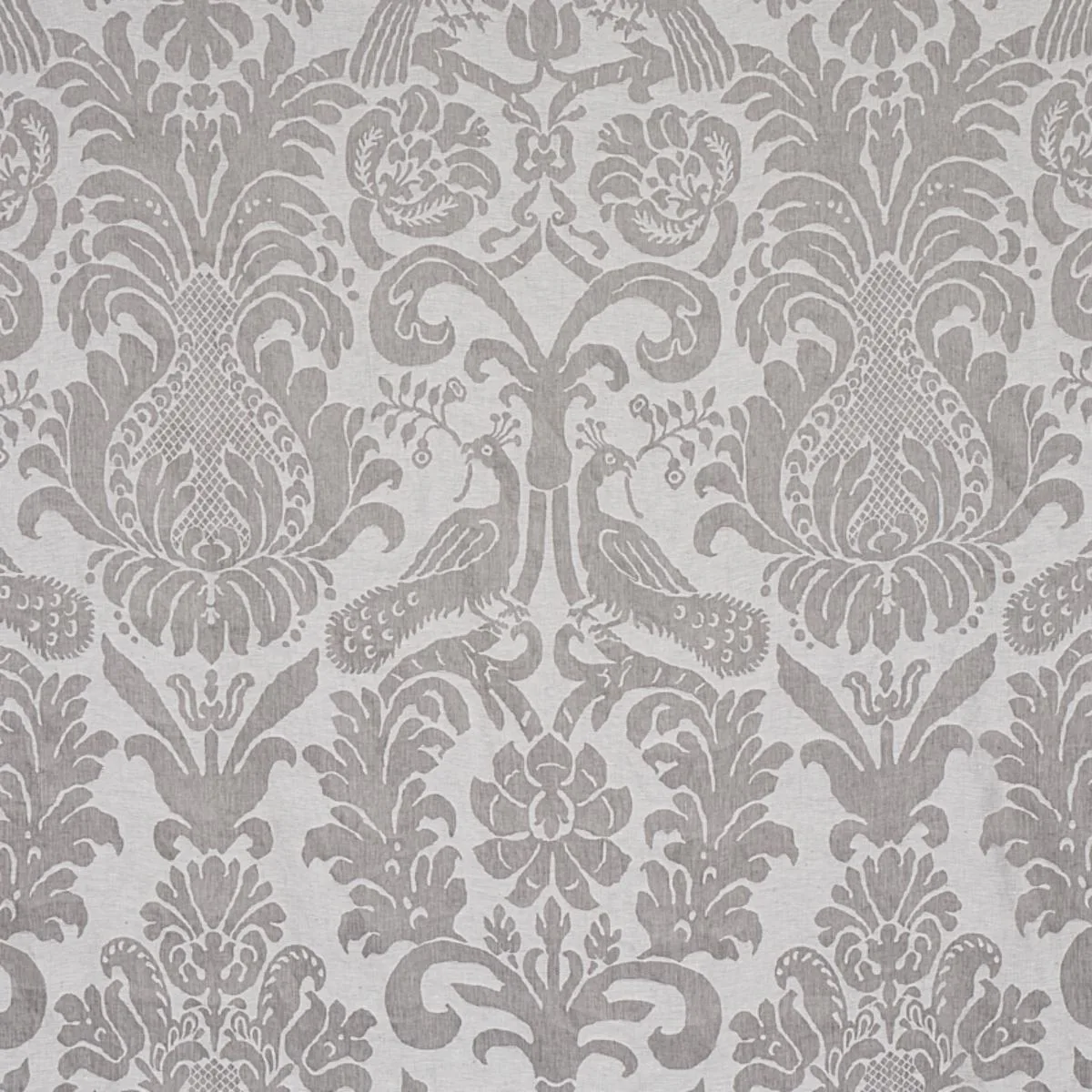 Schumacher 68436 Anna Damask Grey fabric swatch