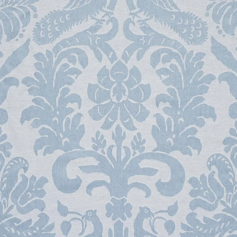 Schumacher 68437 Anna Damask Soft Blue fabric swatch