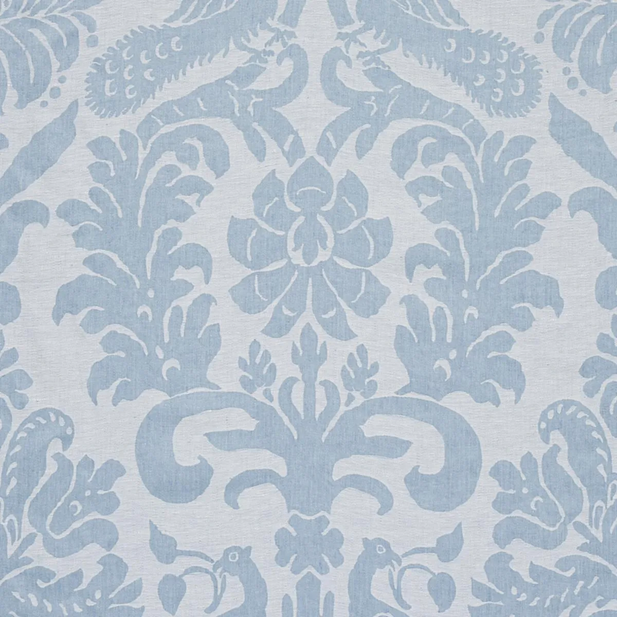 Schumacher 68437 Anna Damask Soft Blue fabric swatch