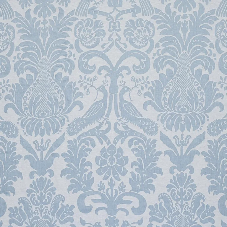 Schumacher 68437 Anna Damask Soft Blue fabric swatch