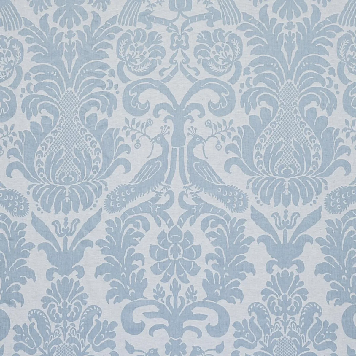 Schumacher 68437 Anna Damask Soft Blue fabric swatch