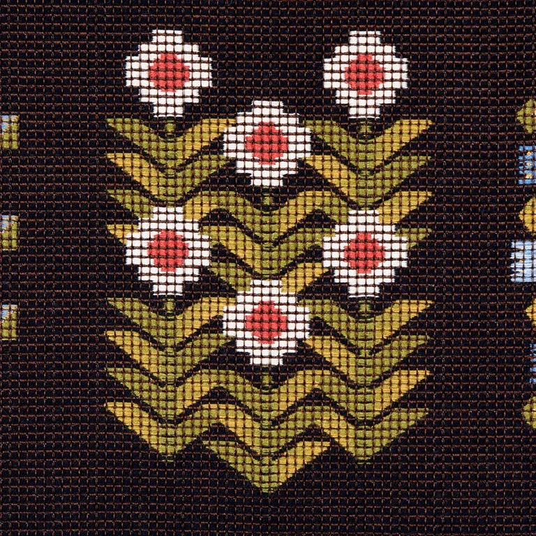 Schumacher 81972 Annika Floral Tapestry Multi On Espresso fabric swatch