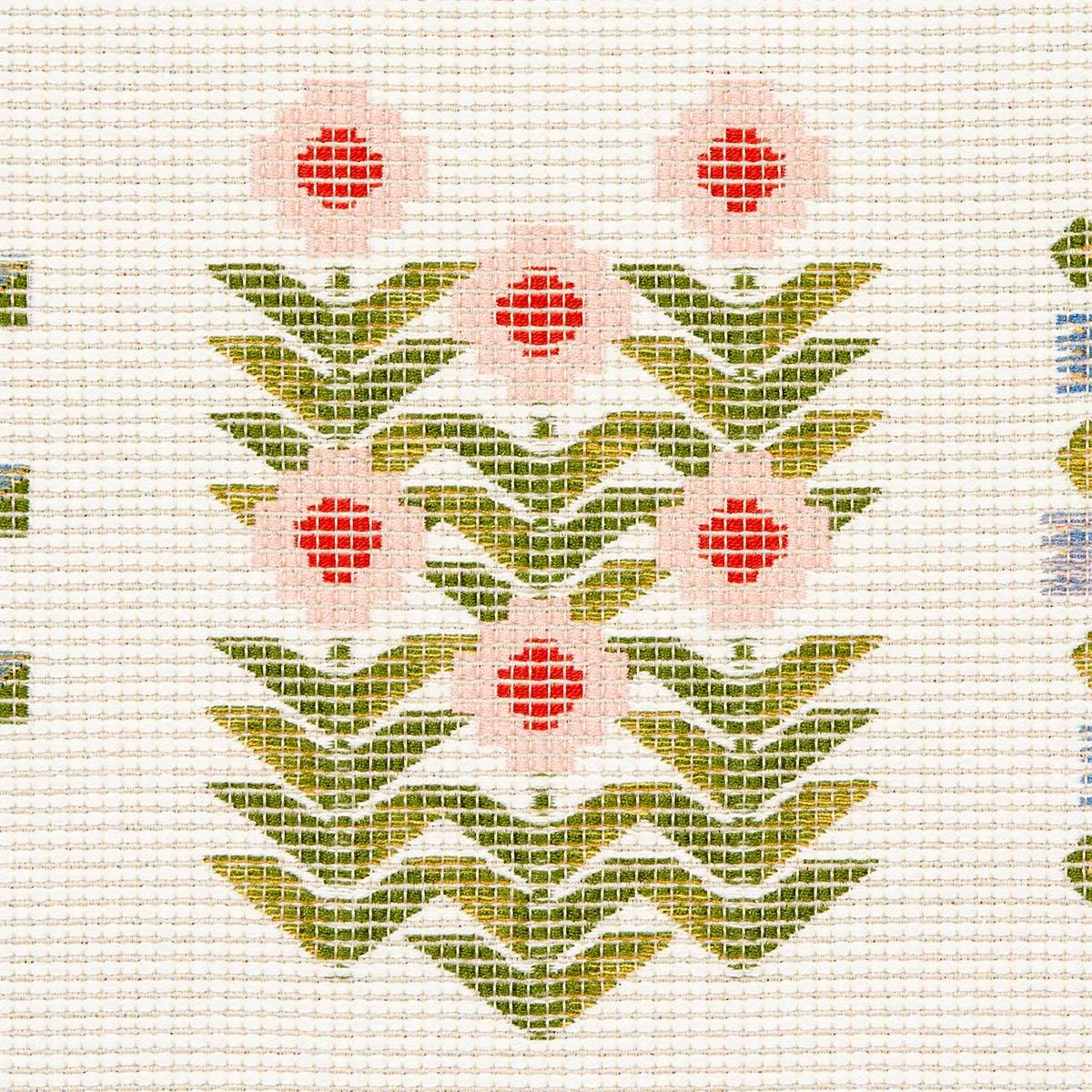 Schumacher 81970 Annika Floral Tapestry Multi On Ivory fabric swatch