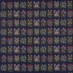 Schumacher 81971 Annika Floral Tapestry Multi On Navy fabric swatch