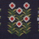 Schumacher 81971 Annika Floral Tapestry Multi On Navy fabric swatch