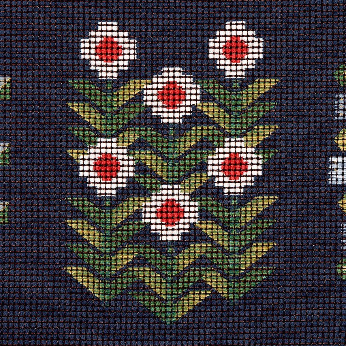 Schumacher 81971 Annika Floral Tapestry Multi On Navy fabric swatch