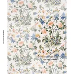 Schumacher 75020 Anshun Paprika & Blue fabric swatch