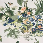 Schumacher 75020 Anshun Paprika & Blue fabric swatch