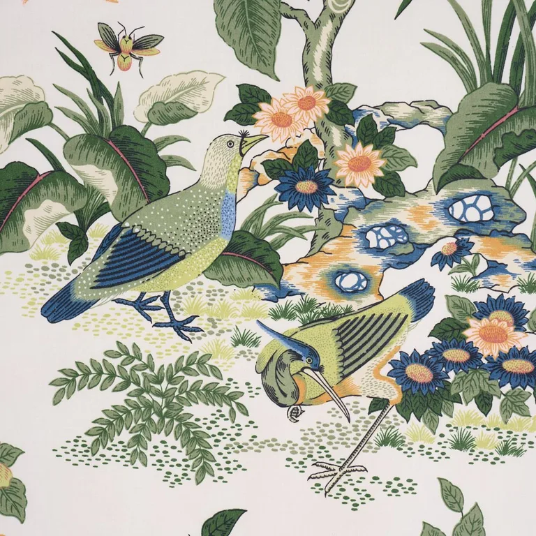 Schumacher 75020 Anshun Paprika & Blue fabric swatch