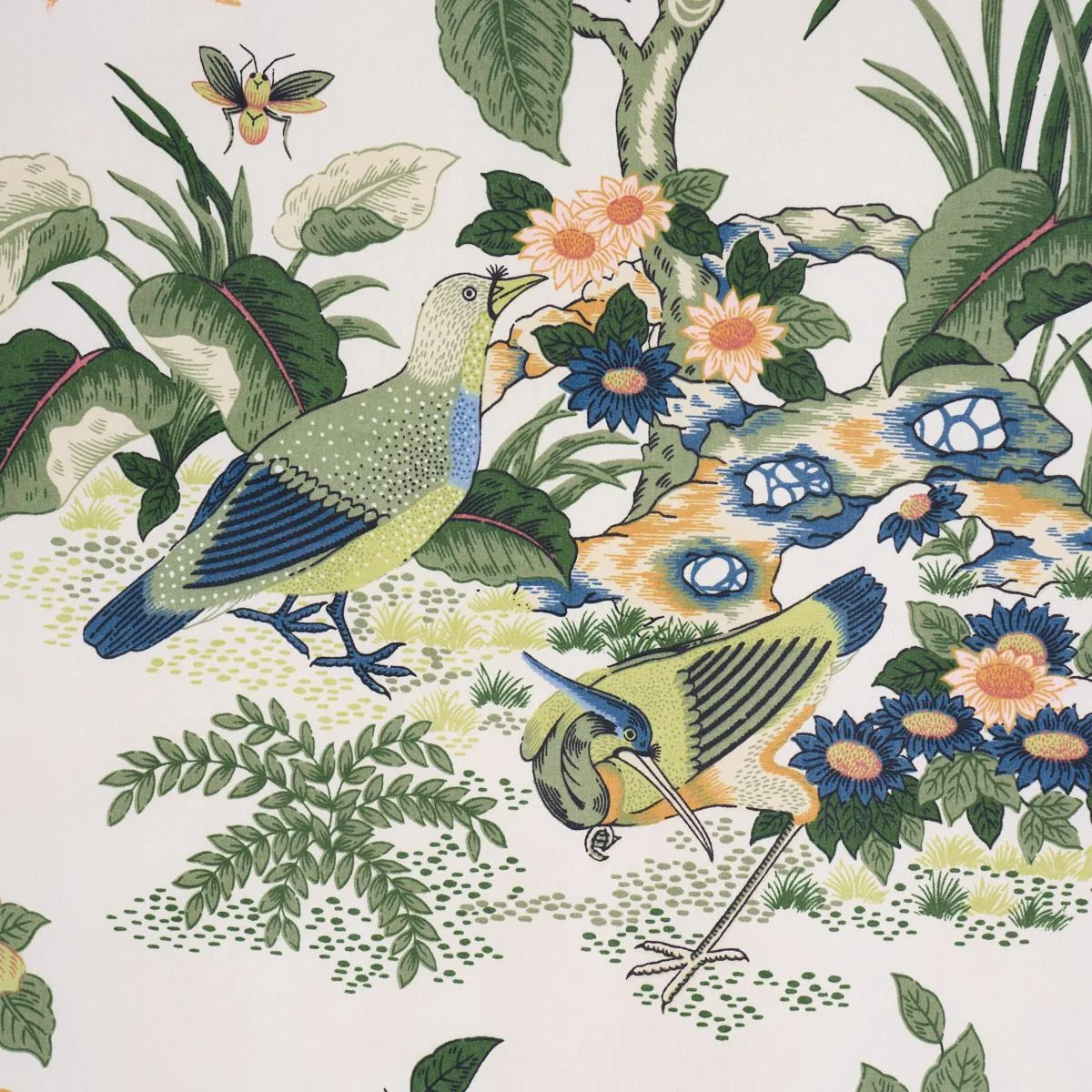 Schumacher 75020 Anshun Paprika & Blue fabric swatch