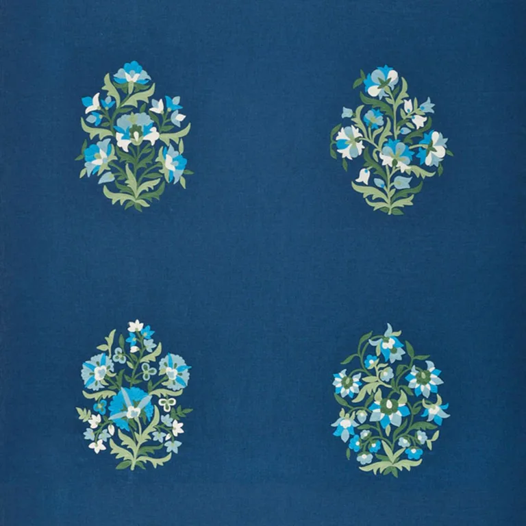 Schumacher 75740 Antalya Medallion Embroidery Aegean fabric swatch