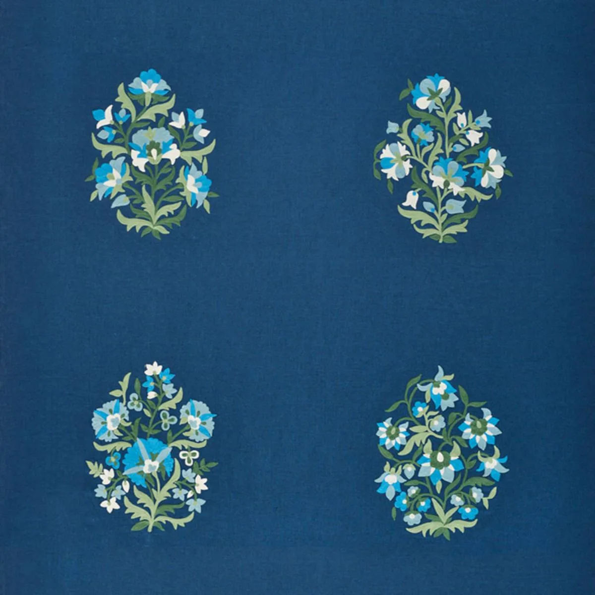 Schumacher 75740 Antalya Medallion Embroidery Aegean fabric swatch