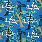 Schumacher 177572 Antelopes Cobalt fabric swatch