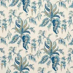 Schumacher 181731 Apolline Botanical Ciel & Marine fabric swatch