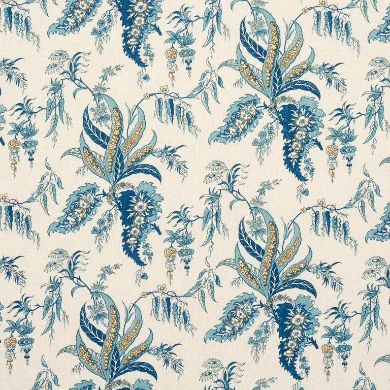 Schumacher 181731 Apolline Botanical Ciel & Marine fabric swatch