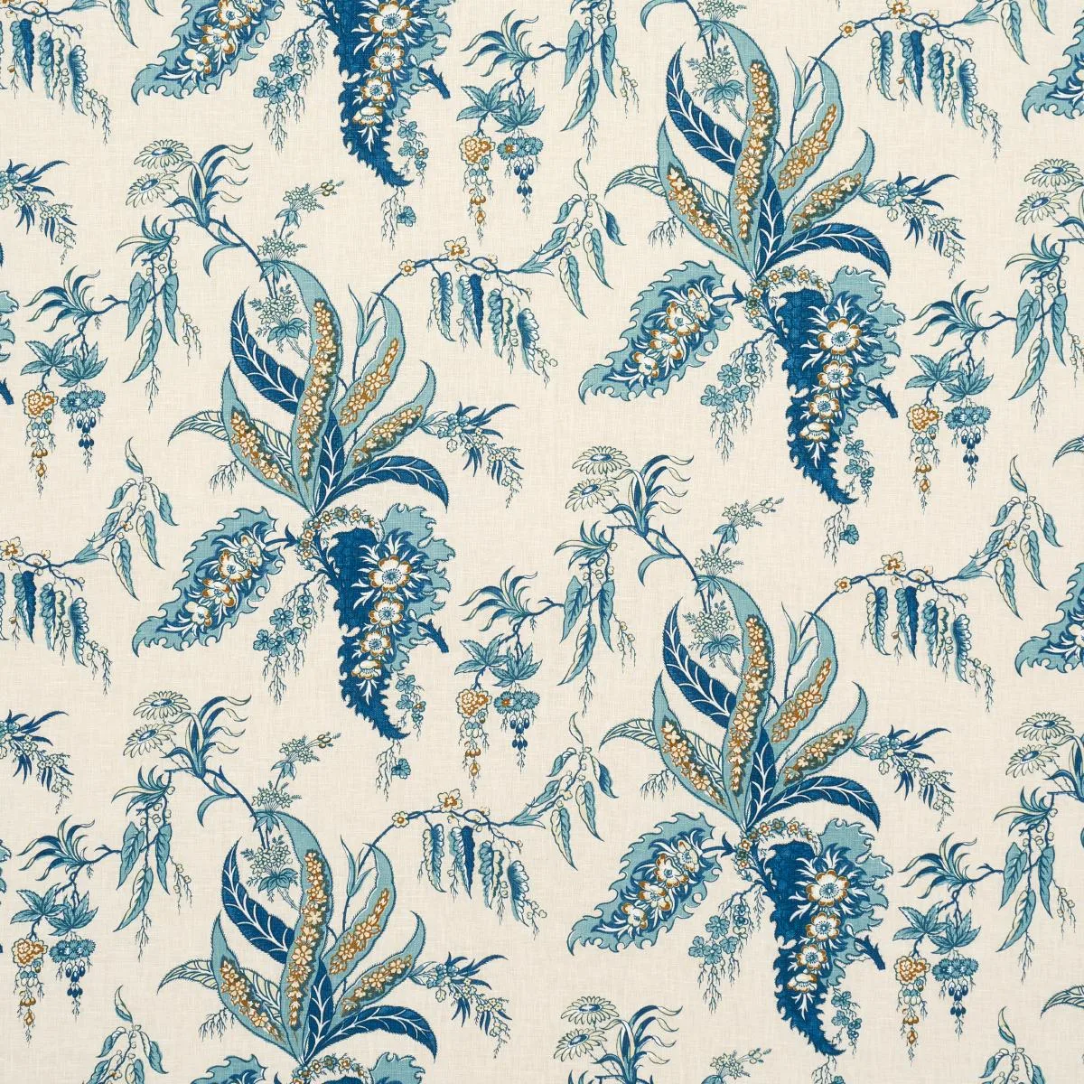 Schumacher 181731 Apolline Botanical Ciel & Marine fabric swatch