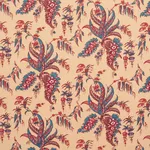 Schumacher 181730 Apolline Botanical Rouge & Bleu fabric swatch