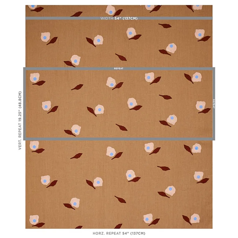 Schumacher 179891 Aquinnah Hand Block Print Camel fabric swatch