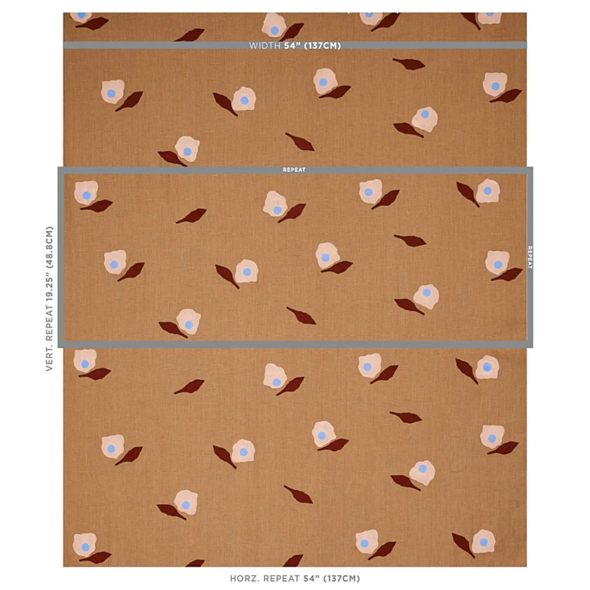 Schumacher 179891 Aquinnah Hand Block Print Camel fabric swatch
