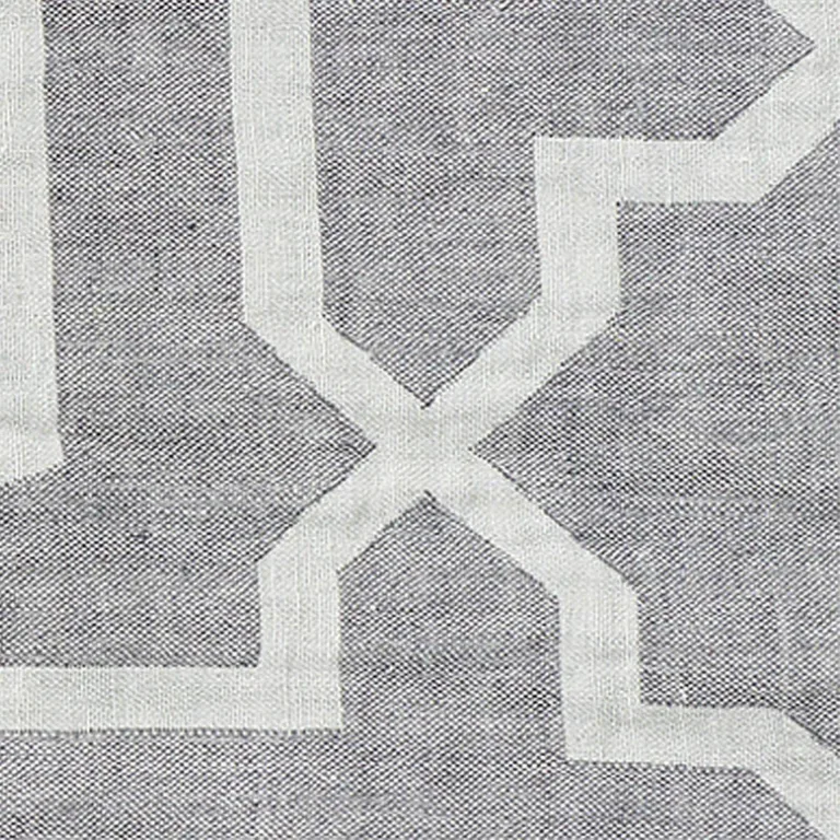 Schumacher 75870 Arabesque Maze Sheer Grey fabric swatch