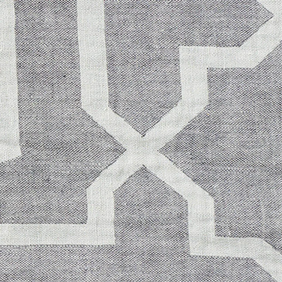 Schumacher 75870 Arabesque Maze Sheer Grey fabric swatch