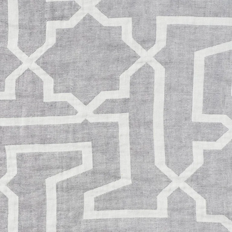 Schumacher 75870 Arabesque Maze Sheer Grey fabric swatch