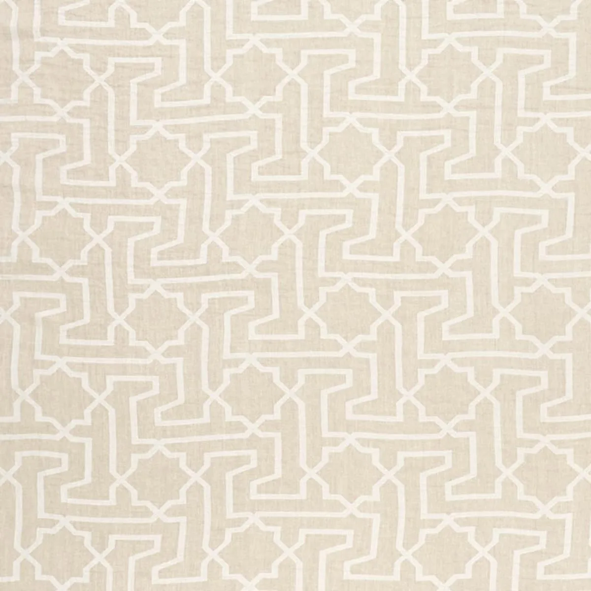 Schumacher 75871 Arabesque Maze Sheer Natural fabric swatch