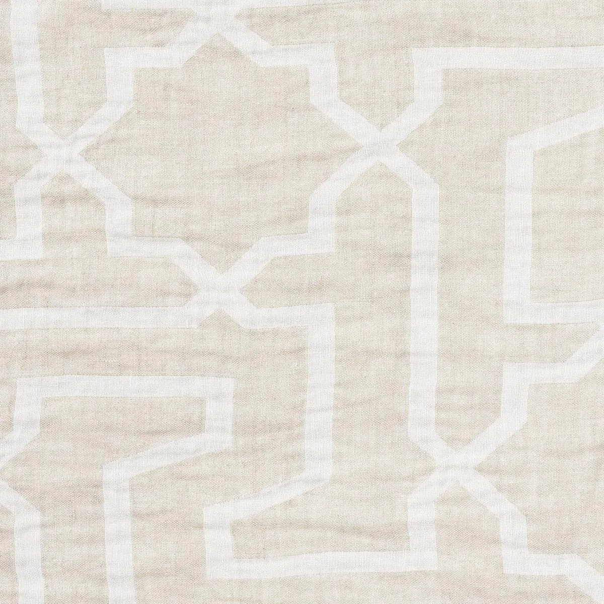 Schumacher 75871 Arabesque Maze Sheer Natural fabric swatch