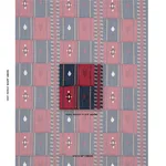 Schumacher 82091 Aravali Patchwork Cerise And Ink fabric swatch