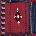 Schumacher 82091 Aravali Patchwork Cerise And Ink fabric swatch