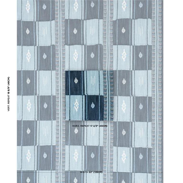 Schumacher 82090 Aravali Patchwork Denim And Indigo fabric swatch
