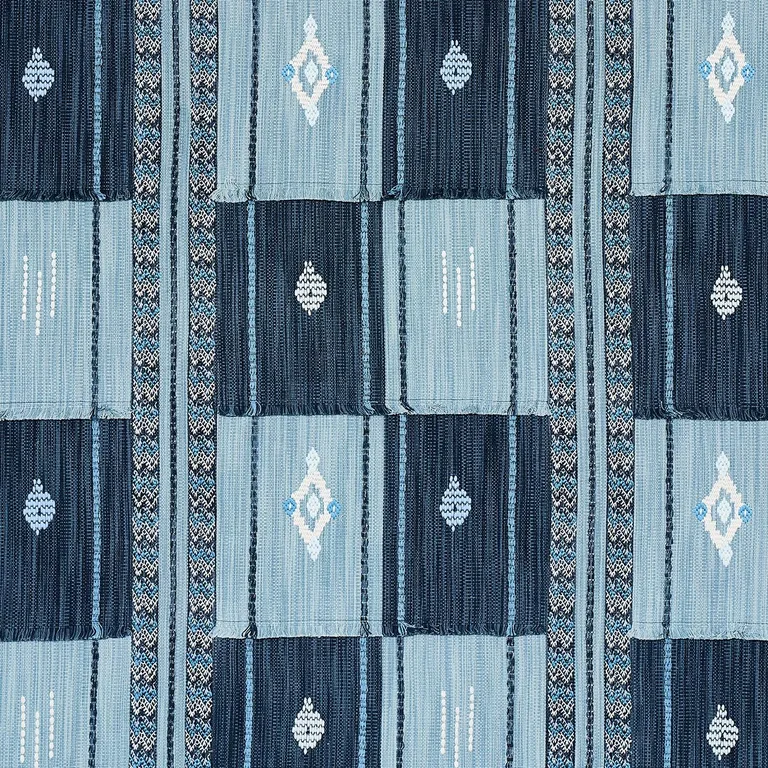 Schumacher 82090 Aravali Patchwork Denim And Indigo fabric swatch