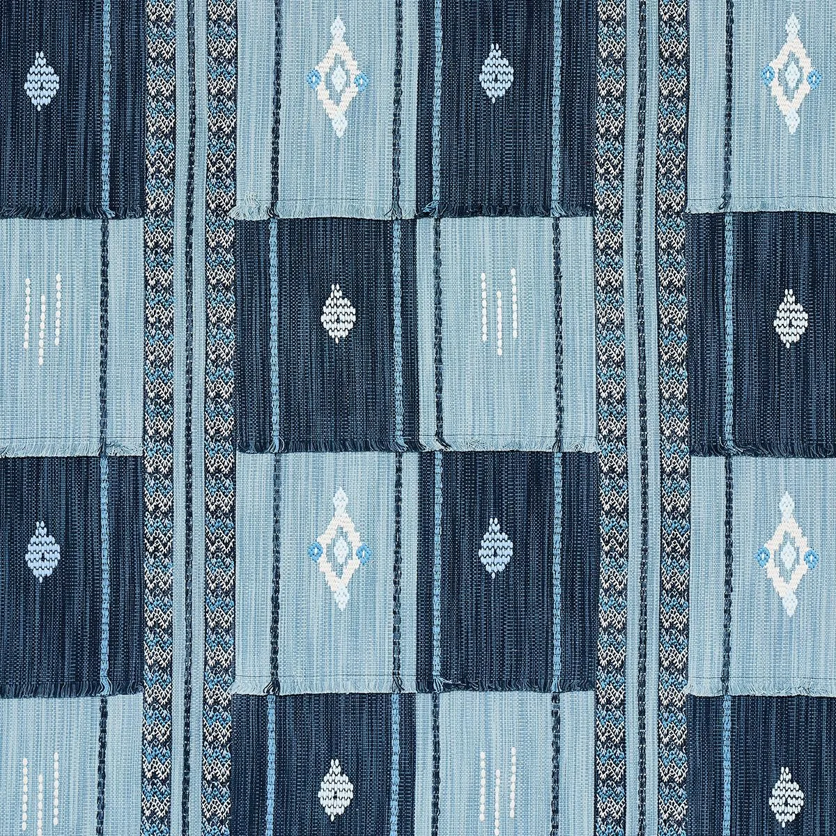 Schumacher 82090 Aravali Patchwork Denim And Indigo fabric swatch