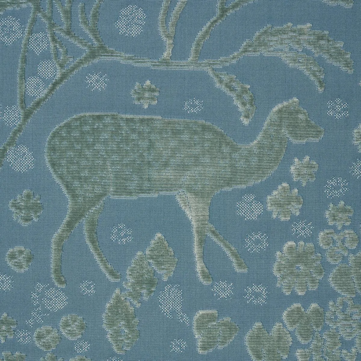 Schumacher 81310 Arbor Forest Slate Blue fabric swatch