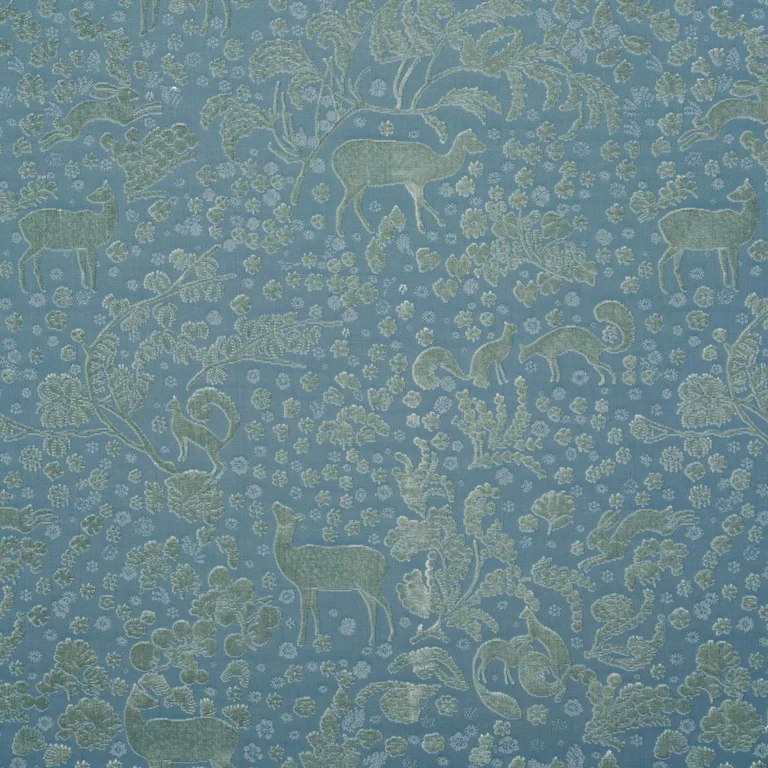 Schumacher 81310 Arbor Forest Slate Blue fabric swatch