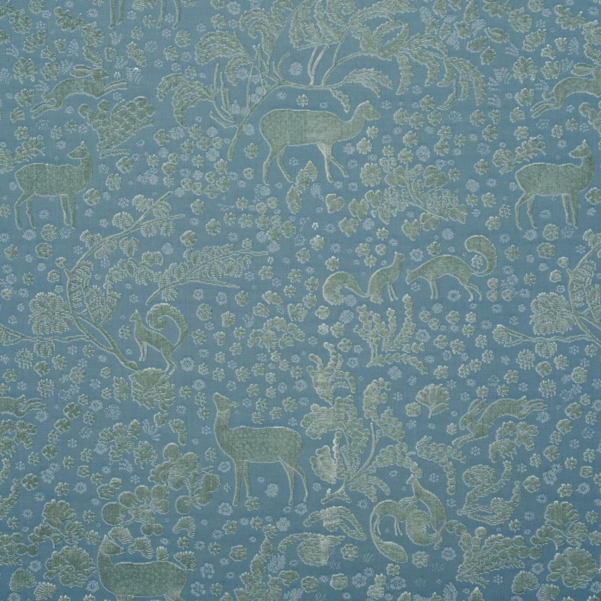 Schumacher 81310 Arbor Forest Slate Blue fabric swatch