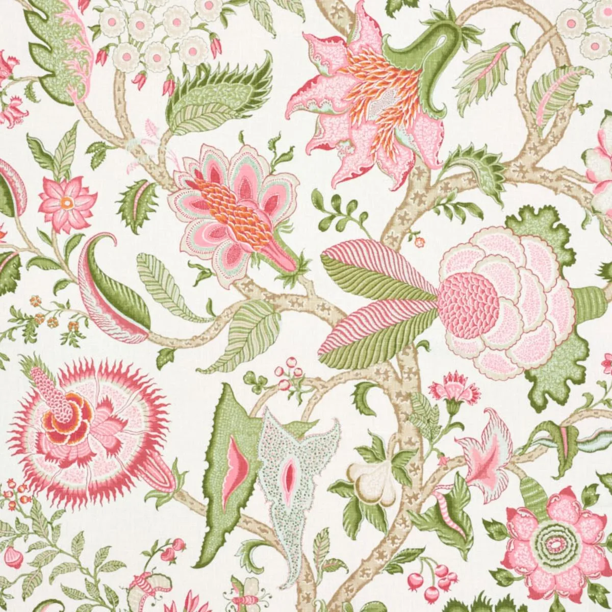 177371 Arborvitae Pink & Leaf Fabric