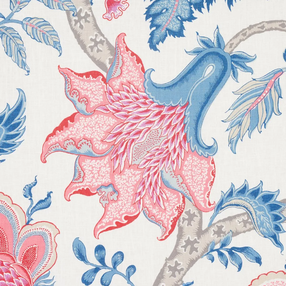 Schumacher 177370 Arborvitae Rose & Delft fabric swatch