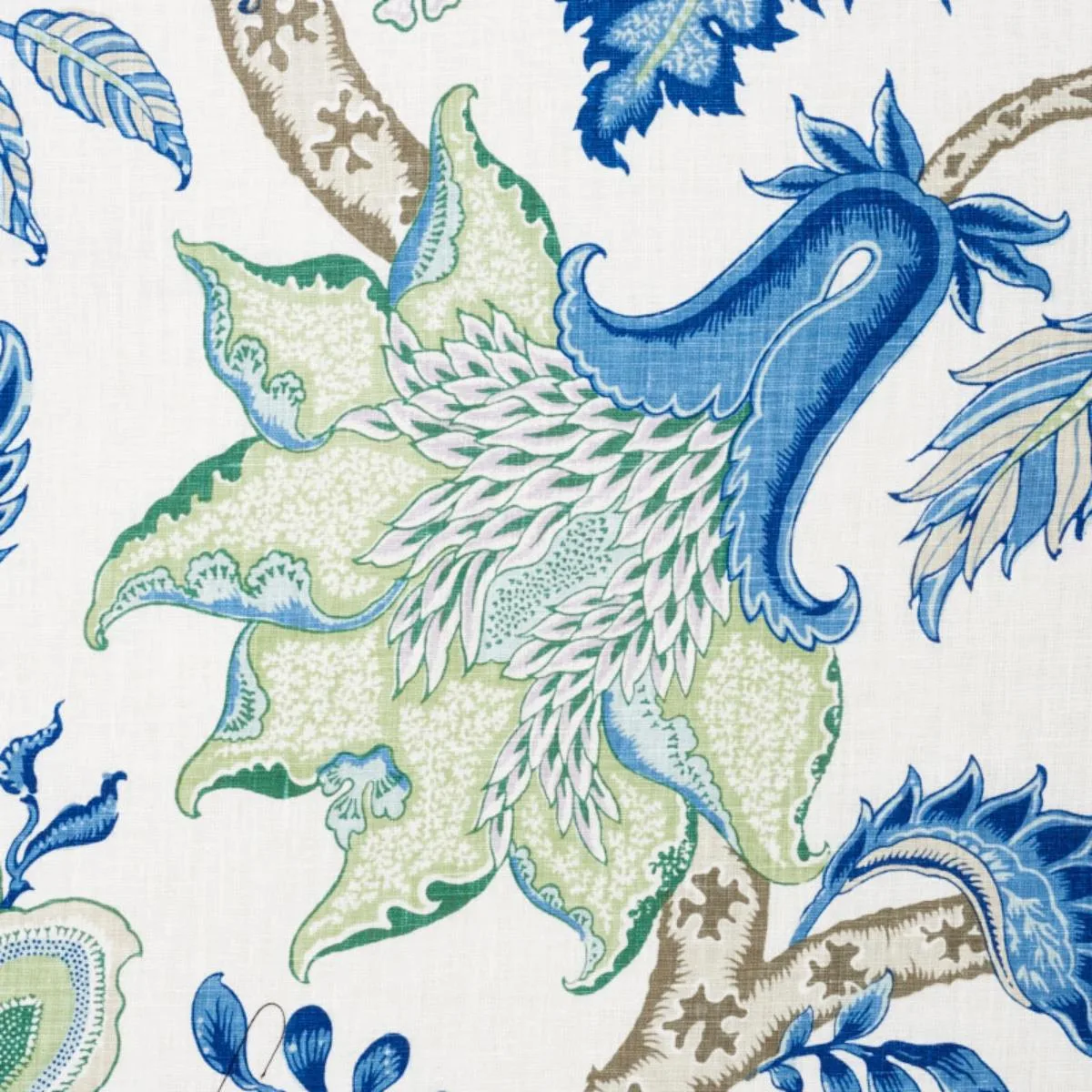 Schumacher 177372 Arborvitae Viridian & Blue fabric swatch