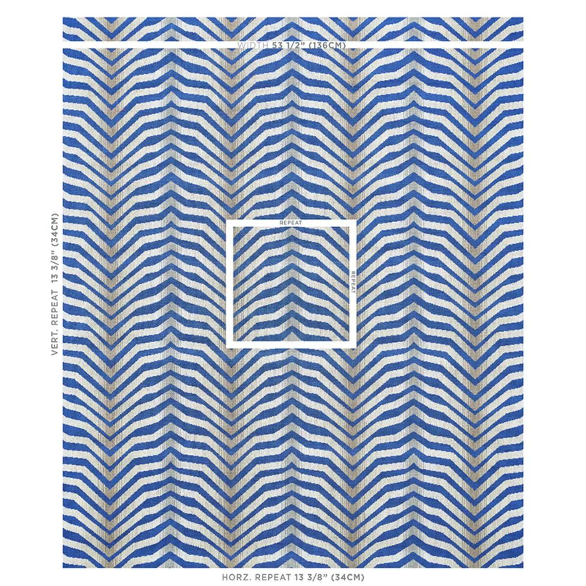 Schumacher 79520 Arcure éPinglé Cobalt fabric swatch
