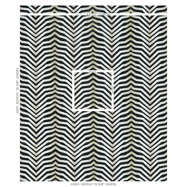 Schumacher 79521 Arcure éPinglé Zebra Black fabric swatch