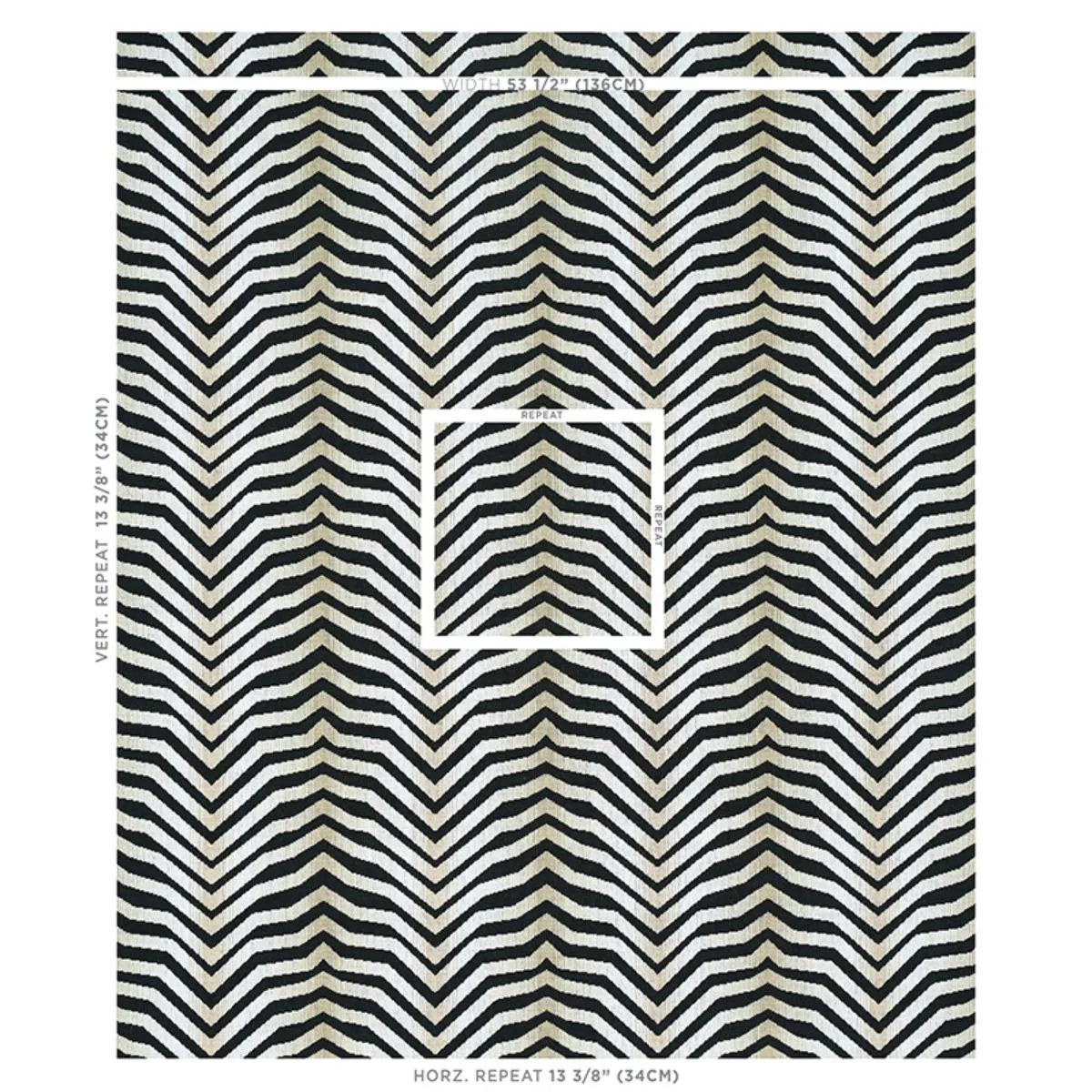 Schumacher 79521 Arcure éPinglé Zebra Black fabric swatch